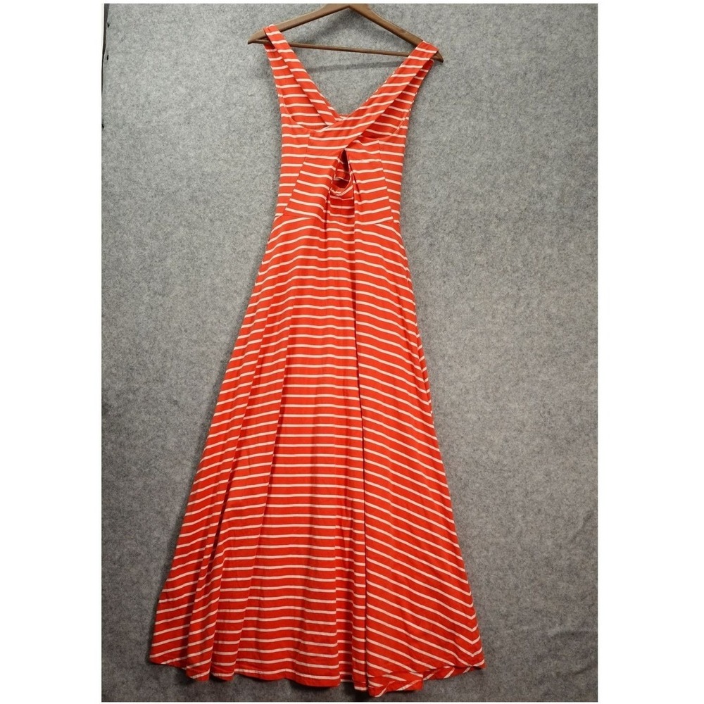 PACT Organic Cotton Dress Womens SMALL Red Striped Boho Coastal Preppy Fit Flare